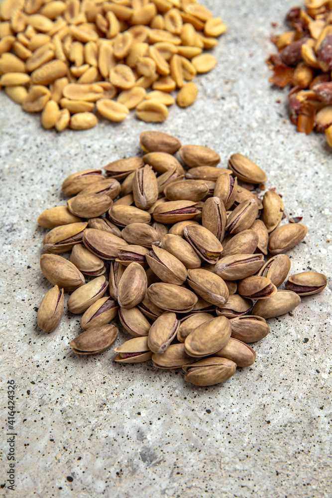 Snacks for beer. Salted roasted pistachios. Octoberfest party dinner. Festive table with delicious food. Snacks for beer. Salted roasted pistachios. Octoberfest party dinner. Festive table with delicious food.