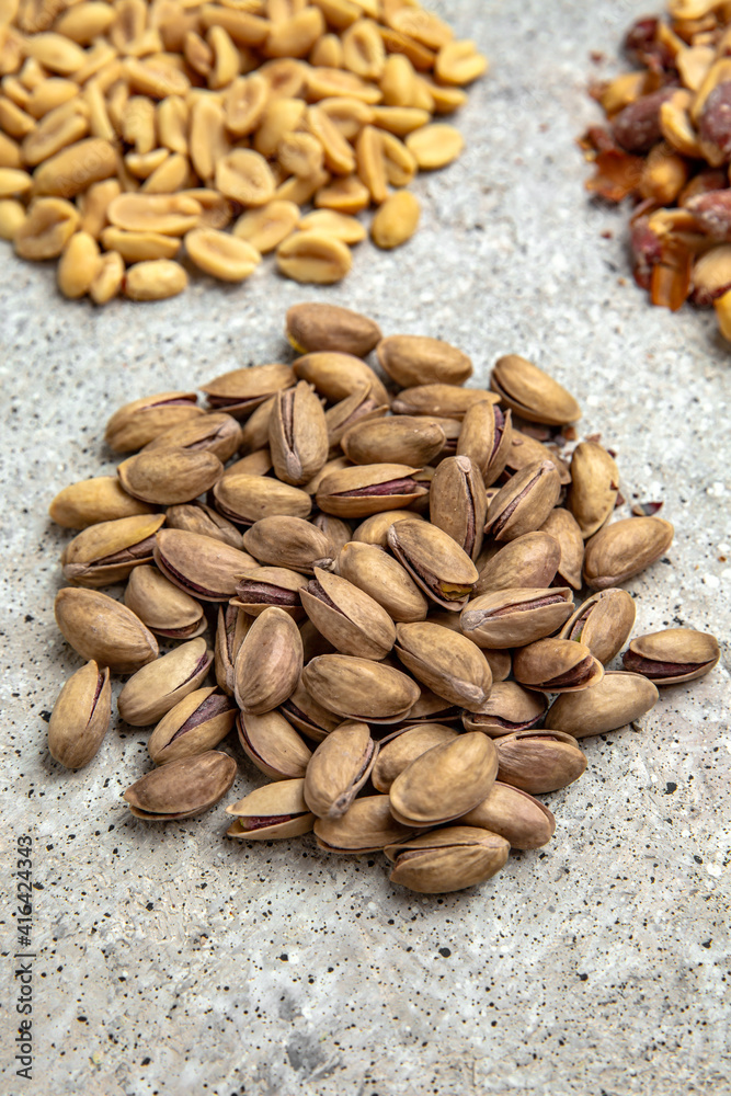 Snacks for beer. Salted roasted pistachios. Octoberfest party dinner. Festive table with delicious food. Snacks for beer. Salted roasted pistachios. Octoberfest party dinner. Festive table with delicious food.