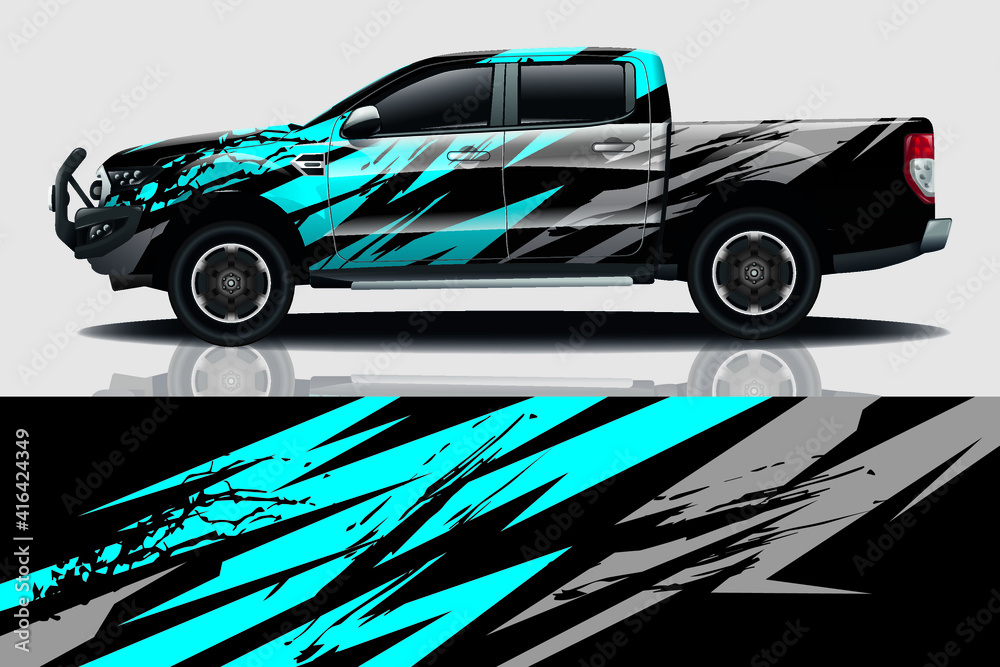 Car wrap graphic racing abstract background for wrap and vinyl sticker - obrazy, fototapety, plakaty 