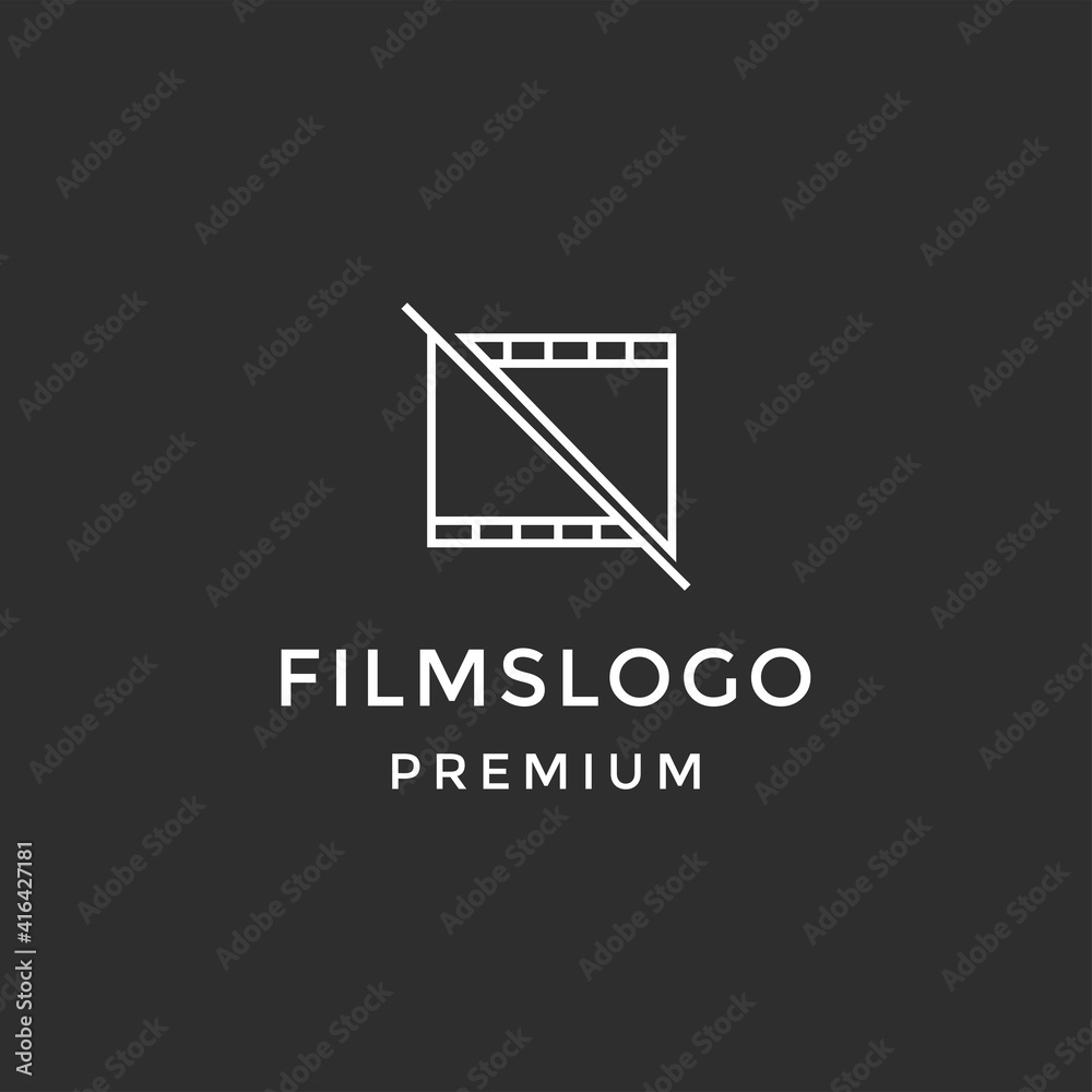 Film strip, simple conceptual logo. Vector illustration on black background