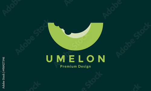 fruit fresh melon bite logo design vector symbol icon illustration