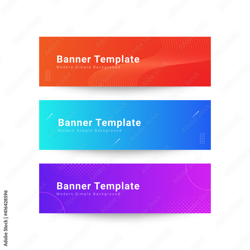 set of abstract background banner colorful template. gradient abstract banner element. template for web, print, ads advertising and marketing