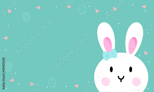 fondo o marco para pascuas con conejo y huevos 