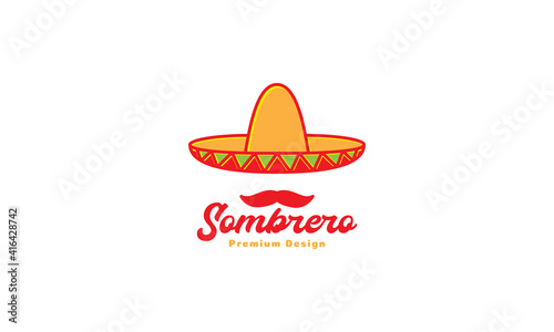 colorful hat mexico sumbrero culture logo design vector icon symbol illustration