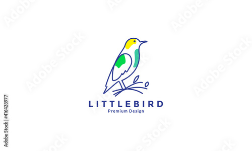 lines art abstract beautiful little bird logo design vector icon symbol illustration