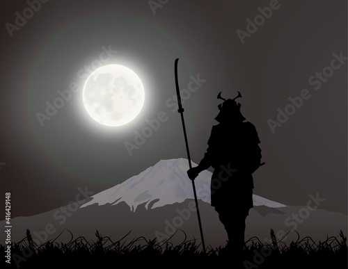 Japanese Swordsman, Samurai, Fujiyama