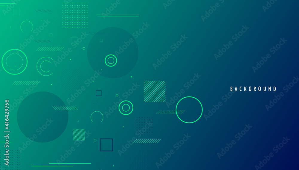 Fototapeta premium Memphis Abstract Green Geometric Background