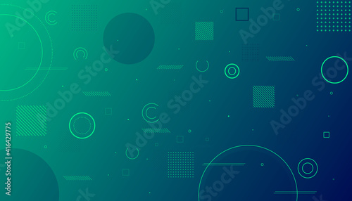 Memphis Abstract Green Geometric Background