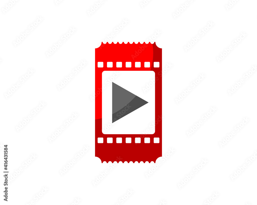 Ticket with media play button in the middle Ticket with media play button in the middle