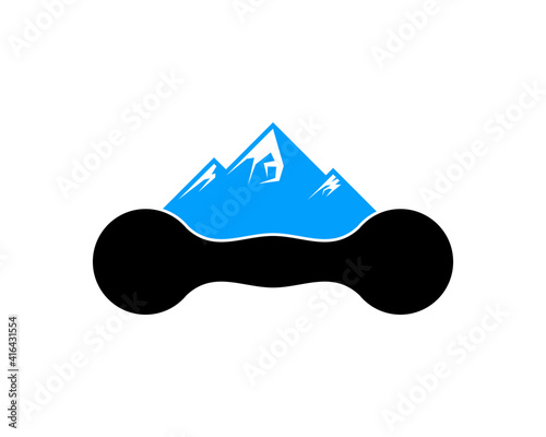 Blue mountain on the gym dumbbell logo