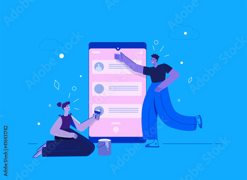 Team working online