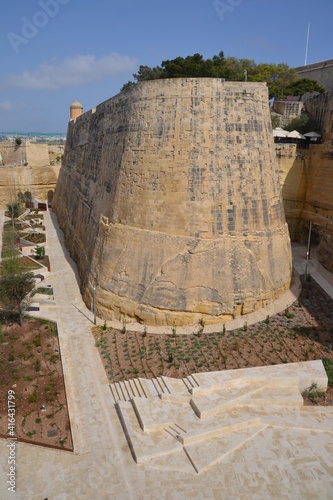 Valletta Malta- A view of the 14th century city walls as seen from the Valletta City Gate.