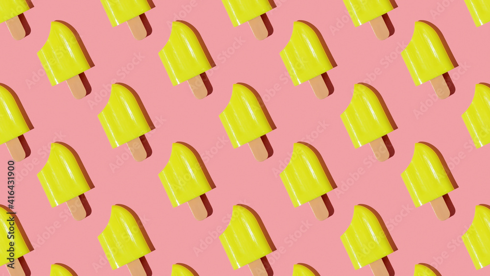 A yellow popsicle pattern on a bright red background. A yellow popsicle pattern on a bright red background.