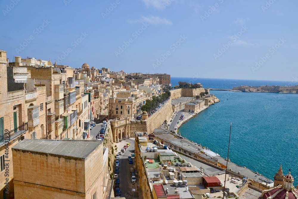 Valletta Malta waterfront by the Grand Harbour