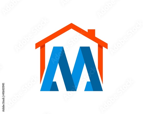 Simple house with M letter initial inside