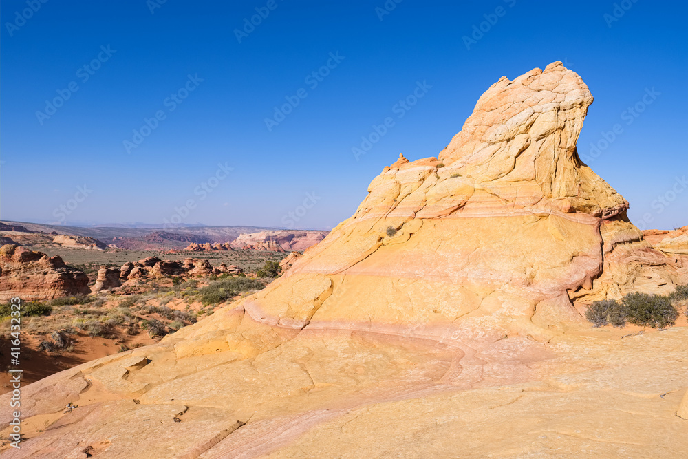 The beautiful landscape and rock formations of Coyote Buttes South in the Vermilion Cliffs National Monument in northern Arizona The beautiful landscape and rock formations of Coyote Buttes South in the Vermilion Cliffs National Monument in northern Arizona