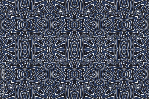 Optical illusion swirl seamless pattern with indigo and midnight blue on white background. Abstract vector illustration for textile wrapping cloth swimwear branding package fabric print wallpaper