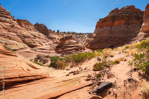 The beautiful landscape and rock formations of Coyote Buttes South in the Vermilion Cliffs National Monument in northern Arizona