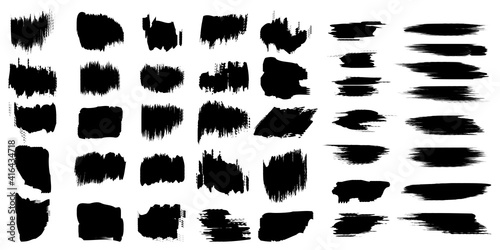 set with black brush strokes. Watercolor brush texture. Graphic element vector. Stock image. EPS 10.