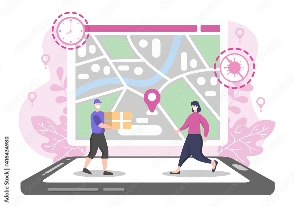 Flat Illustration of Online Delivery for Order Tracking, Courier Service, Goods Shipping, City Logistics using a Motorcycle and Truck Flat Illustration of Online Delivery for Order Tracking, Courier Service, Goods Shipping, City Logistics using a Motorcycle and Truck