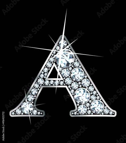 A stunning beautiful "A" set in diamonds and silver.