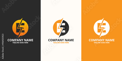 Electric initial letter E Logo Icon Template. Illustration vector graphic. Design concept Electrical Bolt With letter symbol. Perfect for corporate, more technology brand identity