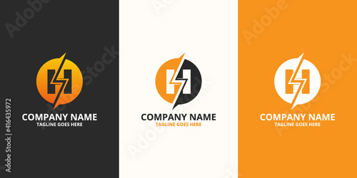 Electric initial letter H Logo Icon Template. Illustration vector graphic. Design concept Electrical Bolt With letter symbol. Perfect for corporate, more technology brand identity