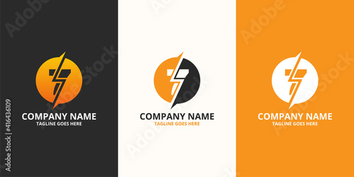 Electric initial number 7 Logo Icon Template. Illustration vector graphic. Design concept Electrical Bolt With number symbol. Perfect for corporate, more technology brand identity