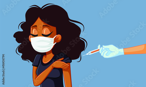 African Woman Getting the Vaccine Vector Illustration