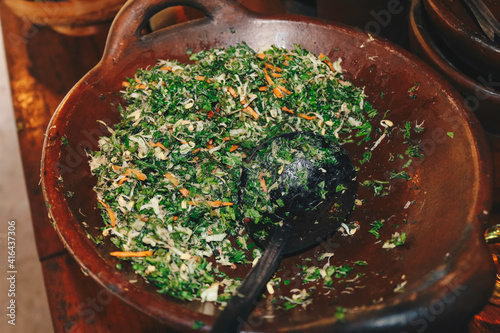 Trancam, a traditional food from Central Java, Indonesia. Made from vegetables, mixed with grated coconut. photo