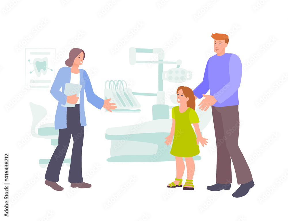 Welcome Dental Care. Children's dentist and happy patient with daddy. Welcome Dental Care. Children's dentist and happy patient with daddy.