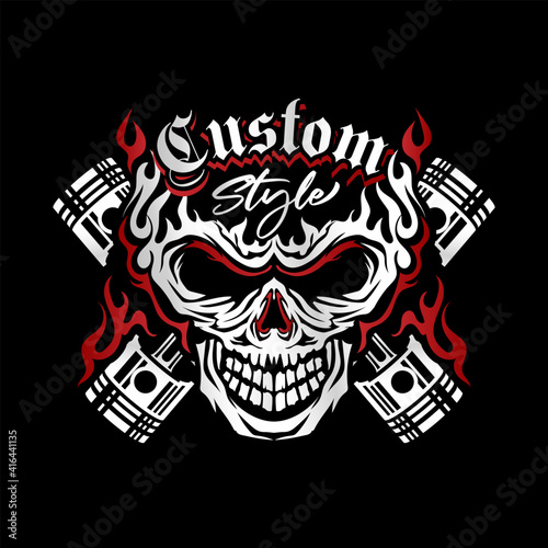 skull and piston vector logo