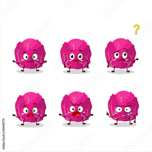 Cartoon character of red cabbage with what expression