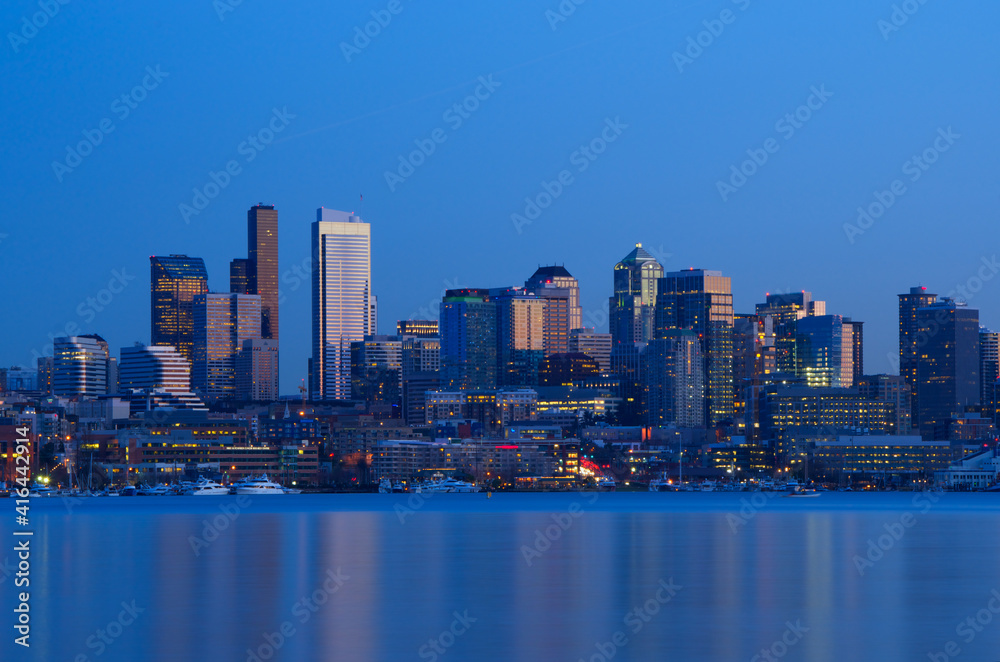 Seattle Blue Hour Sunset From Lake Union