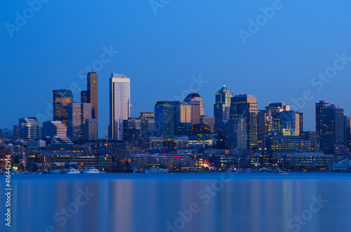 Seattle Blue Hour Sunset From Lake Union