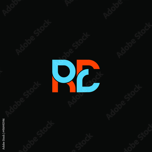 R E letter logo vector design on black color background. RE monogram