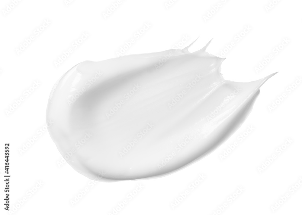 White cosmetic cream texture on white background - obrazy, fototapety, plakaty 