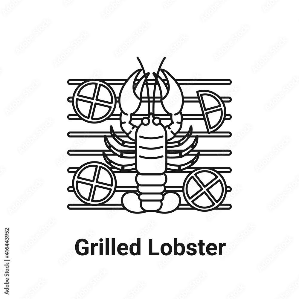 grilled lobster line icon.