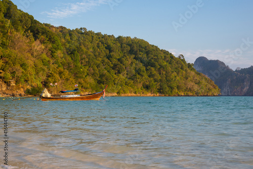 Morning on the Phi Phi Don island beach in Thailand