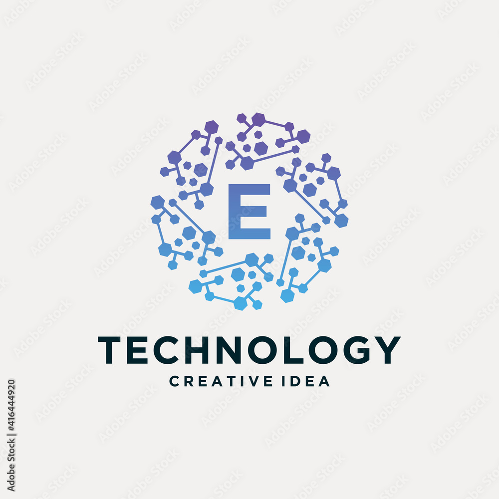 letter E creative logo of a circle technology letter E creative logo of a circle technology