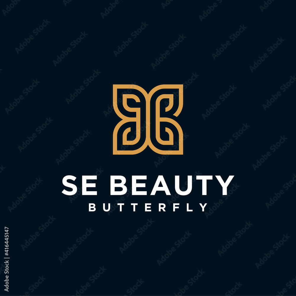 Abstract letter se ,s logo,butterfly gold, beauty logo Abstract letter se ,s logo,butterfly gold, beauty logo