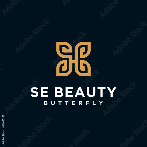 Abstract letter se ,s logo,butterfly gold, beauty logo