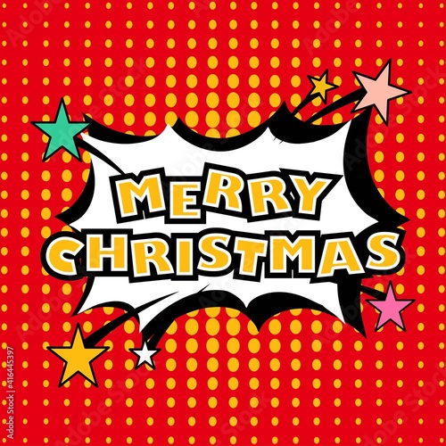 Merry Christmas vector design pop art comic background