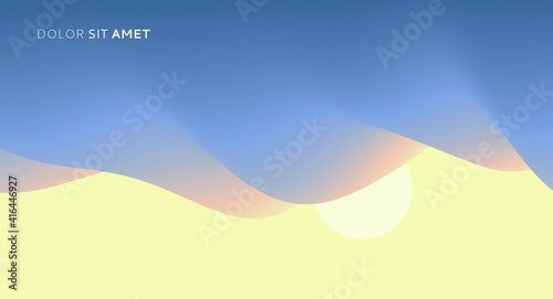 Sky with sun in the clouds. Nature background. Modern pattern. 3d vector Illustration.