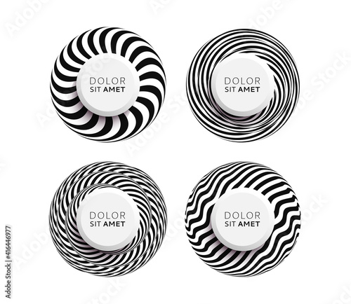 Abstract striped design element. Spiral, rotation and swirling movement. Vector illustration with dynamic effect.