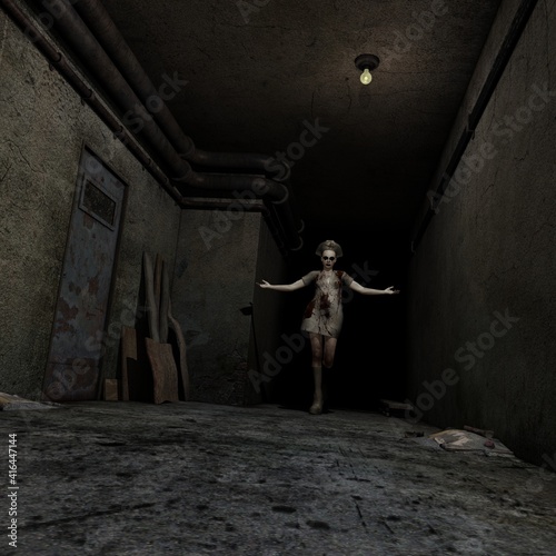 3d illustration of a dark fantasy horror scene