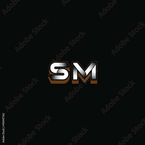 S M letter logo vector design on black color background. SM monogram