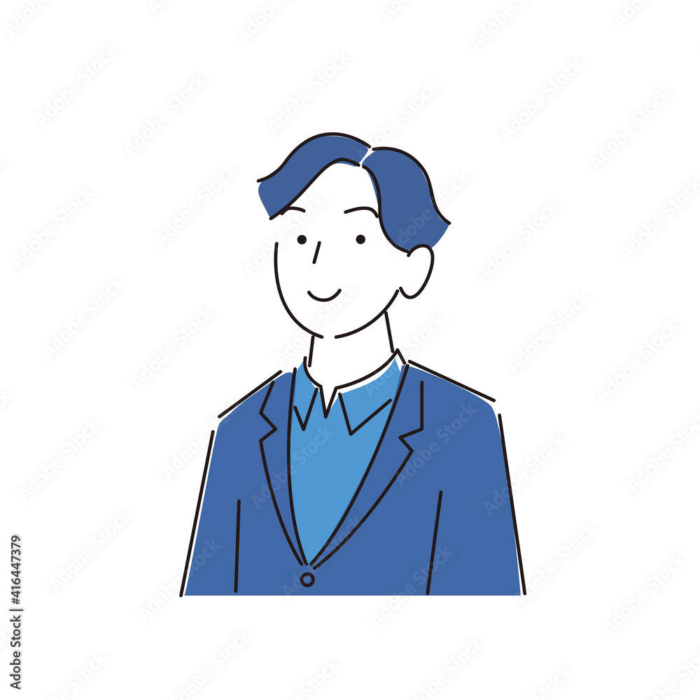 笑顔の男性 スーツ姿 程よいシンプルなイラスト ベクター Smile man Suit Moderately simple illustration vector