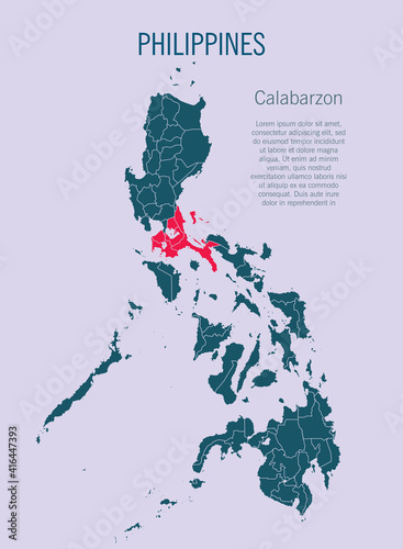 Philippines vector map and region Calabarzon, Asia photo