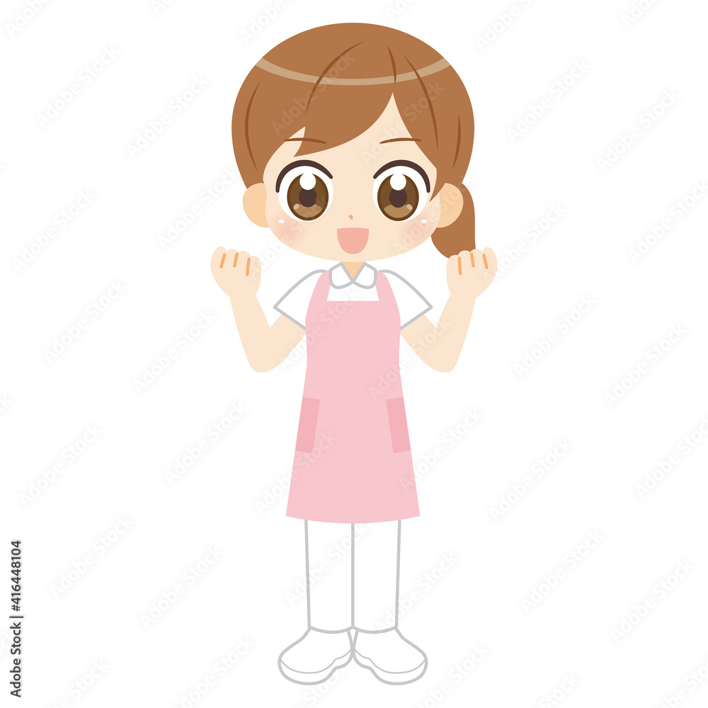 Caregiver anime manga illustration 介護士の女性のアニメ風アイコン Caregiver anime manga illustration 介護士の女性のアニメ風アイコン